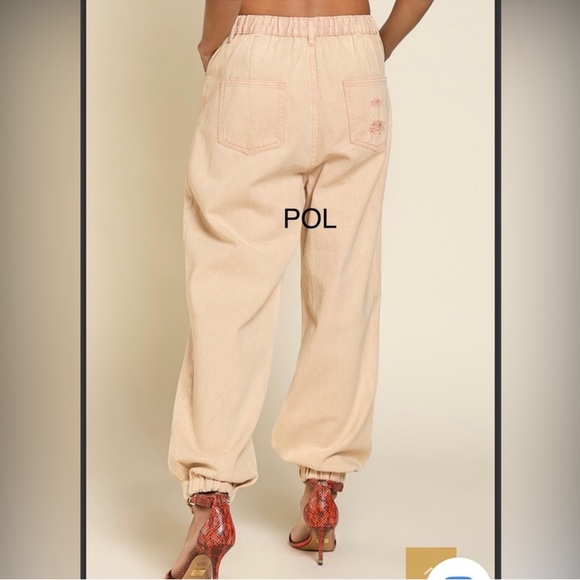 🌿POL Tan Distressed Denim Jogger Pants - Picture 2 of 6